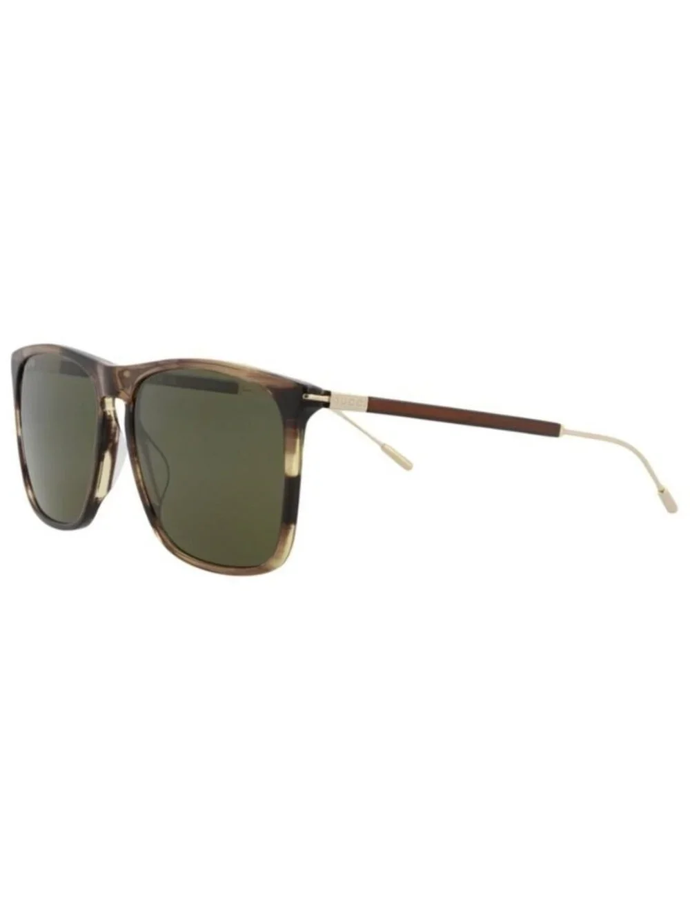 New Gucci Mens Square/Rectangle Havana Gold Green Fashion Designer Sunglasses